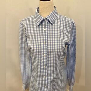 Brooks Brothers Periwinkle Blue and White Gingham Non-Iron Button-Up Shirt